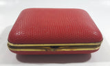 Vintage Europa Germany 2 Jewels Red Cased Travel Pocket Wind-Up Alarm Clock - Working