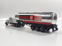 Majorette Super Movers No. 606 Texaco Tanker Semi Tractor Trailer Truck Silver Chrome Die Cast Toy Car Vehicle with Opening Hood
