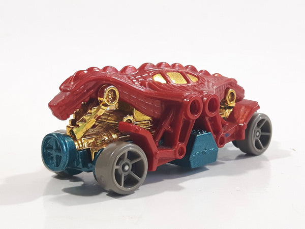 2016 Hot Wheels Dino Riders Speed Demons Double Demon Dinosaur Red Die Cast Toy Car Vehicle