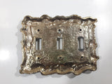 Vintage Ornate Brass Metal Triple Light Switch Cover