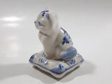 Vintage Delft Holland Cat on Windmill Pillow Figurine