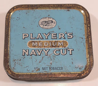 Vintage Player's Medium Navy Cut 50g Light Blue Tin Metal Tobacco Container