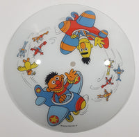 Vintage Jim Henson Productions Sesame Street Bert and Ernie in Airplanes Aviation Themed Glass Ceiling Light Cover Shade