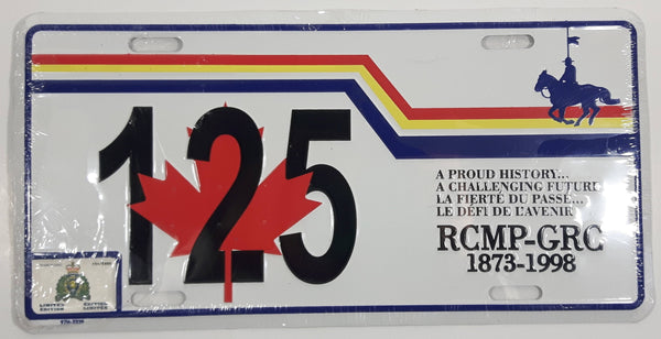 1873 - 1998 RCMP Royal Canadian Mounted Police 125th Anniversary Limited Edition Commemorative Metal Vehicle License Plate