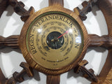 Vintage Dutch Wood Texture Hard Plastic 16" Captain's Ship Wheel Barometer