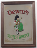 Vintage Dewar's Scotch Whisky 10" x 13" Wood Framed Pub Mirror