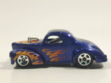 2016 Hot Wheels HW Flames Custom '41 Willys Coupe Metalflake Dark Blue Die Cast Toy Car Vehicle