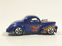 2016 Hot Wheels HW Flames Custom '41 Willys Coupe Metalflake Dark Blue Die Cast Toy Car Vehicle