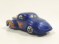 2016 Hot Wheels HW Flames Custom '41 Willys Coupe Metalflake Dark Blue Die Cast Toy Car Vehicle