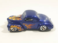 2016 Hot Wheels HW Flames Custom '41 Willys Coupe Metalflake Dark Blue Die Cast Toy Car Vehicle