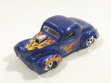 2016 Hot Wheels HW Flames Custom '41 Willys Coupe Metalflake Dark Blue Die Cast Toy Car Vehicle