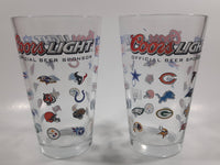 Coors Light Beer NFL Football Team Logos 5 3/4" Tall Glass Cups Set of 2