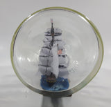 Vintage Highly Detailed HMS Surprise British Flagged Captured French Naval Tall Ship with Small Skiff Life Boat Sail Boat in 10 1/4" Long Glass Bottle