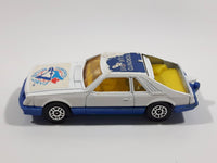 Vintage Corgi Ford Mustang Cobra White and Blue Toronto Blue Jays MLB Baseball Team White Die Cast Toy Car Vehicle with Opening Hatchback