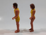 Set of Vintage 1974 Fisher Price Adventure People Scuba Diver Male Female Yellow Clothing Man and Woman 3 1/2" Tall Plastic Toy Action Figure Made in Hong Kong
