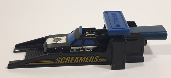 Vintage 1982 Gabriel Screamers Ford Mustang Fox Body Highway Patrol Police Cops Black and White Toy Car Vehicle with Launcher Made in Hong Kong