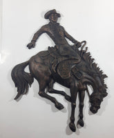 Vintage 1974 Homco Cowboy Riding Bucking Horse Hard Plastic Decorative Western Wall Hanging