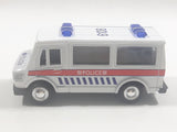 Carven No. T336 Police 6108 Van White Pullback Friction Motorized Die Cast Toy Car Vehicle