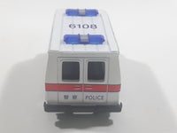 Carven No. T336 Police 6108 Van White Pullback Friction Motorized Die Cast Toy Car Vehicle