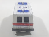 Carven No. T336 Police 6108 Van White Pullback Friction Motorized Die Cast Toy Car Vehicle