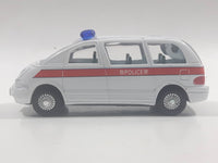 Carven No. T335 Police 8016 Van White Pullback Friction Motorized Die Cast Toy Car Vehicle with Opening Rear Hatch