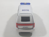Carven No. T335 Police 8016 Van White Pullback Friction Motorized Die Cast Toy Car Vehicle with Opening Rear Hatch