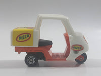 1990s Tomy Tomica No. 82 Pizza Delivery Bike Pizza 30 Minutes White and Orange 1/76 Scale Die Cast Toy Car Vehicle Missing The Driver