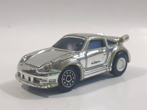 Unknown Brand Porsche Chrome Pullback Motorized Friction Plastic and Metal Die Cast Toy Car Vehicle
