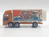 1988 Tomy Tomica No. 7 "Super Great Truck" Fuso Container Truck Fish Orange 1/102 Scale Die Cast Toy Car Vehicle with Opening Rear Doors