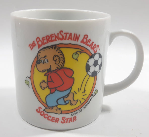 Vintage 1984 S. J. Berenstain The BerenStain Brother Bear Soccer Star White Ceramic Coffee Mug Children's Book Character Literature Collectible