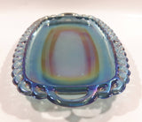 Vintage Indiana Carnival Glass Iridescent Blue Rainbow Double Handles Tea Cream and Sugar Dish