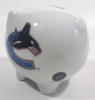 Vancouver Canucks NHL Ice Hockey White Ceramic Piggy Coin Bank - Official NHL Product - 1 Chip 1 Crack