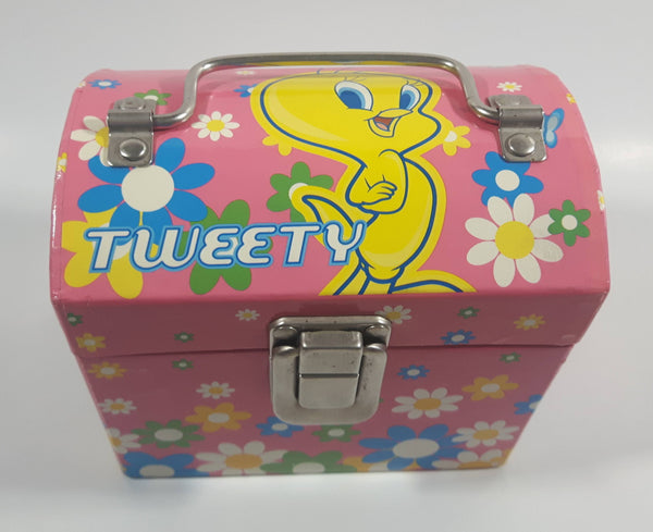 2001 Warner Bros. Looney Tunes Tweety Bird with Flowers Pink Jewelry Box