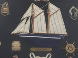 Blue Nose Ship Nautical Knots and Wood Cased Shadow Box  16" x 20"