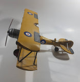 Vintage Style Avro Tutor Type 621 K3215 Yellow Bi-Plane Large Tin Metal Interwar Training Military Airplane