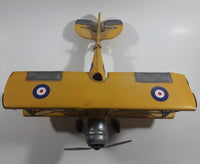 Vintage Style Avro Tutor Type 621 K3215 Yellow Bi-Plane Large Tin Metal Interwar Training Military Airplane