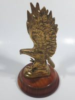Solid Brass Metal Eagle Ornament on Wood Base