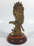 Solid Brass Metal Eagle Ornament on Wood Base