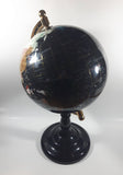 Beautiful 17" Tall Black with Mother of Pearl and Semi-Precious Gems Gemstones Earth World Map Rotating Globe