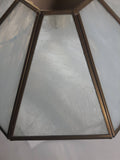 Plastic Panel Stained Glass Style Frost Pattern and White Hanging Light Fixture Lamp 12 x 14 1/2"