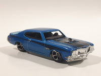 2010 Hot Wheels Muscle Mania '70 Buick GSX Dark Electric Blue Die Cast Toy Car Vehicle - Missing Windows
