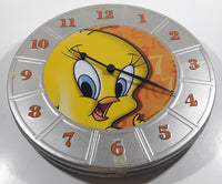 Rare 1998 Warner Bros. Looney Tunes Tweety Bird Tin Metal Movie Film Canister Shaped 11" Diameter Clock