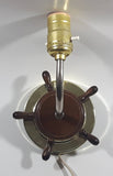 Vintage Ship's Wheel Wood and Brass Metal Electric Plugin Wall Sconce
