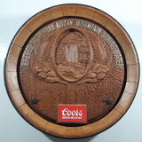 Vintage 1980 Adolph Coors "America's Fine Light Beer" Barrel Shaped 3D Plastic Sign Wall Hanging 18" Diameter "Brewed With Pure Rocky Mountain Spring Water"