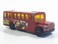 2002 Hot Wheels HW Side Show School Bus Dark Red Die Cast Toy Car Vehicle