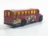 2002 Hot Wheels HW Side Show School Bus Dark Red Die Cast Toy Car Vehicle