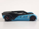 2014 Hot Wheels Super Loop Chase Race Split Vision Black and Light Blue #3 Die Cast Toy Race Car Vehicle