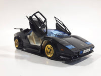 Majorette Lamborghini Countach 5000 Quattrovalvole 1:24 Scale Black Die Cast Toy Car Vehicle with Opening Scissor Doors and Hood