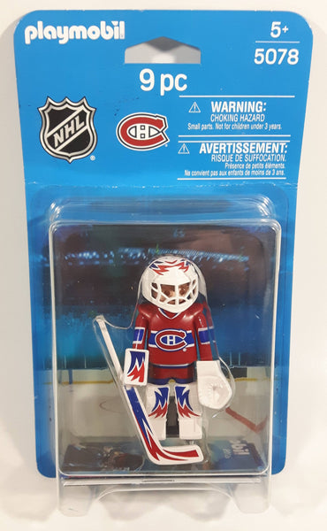 2014 Geobra Playmobil 5078 NHL Ice Hockey Montreal Canadiens Goalie Player Toy Figurine 9 pc New in Package