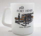 Vintage Federal Old Fort Henry, Kingston, Ontaro Firing The Cannon White Milk Glass Coffee Mug Cup Made in U.S.A. 1813-1891 The Citadel of Upper Canada